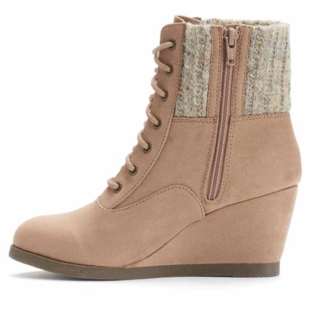 SO Taupe Wedge Ankle Boots for Women